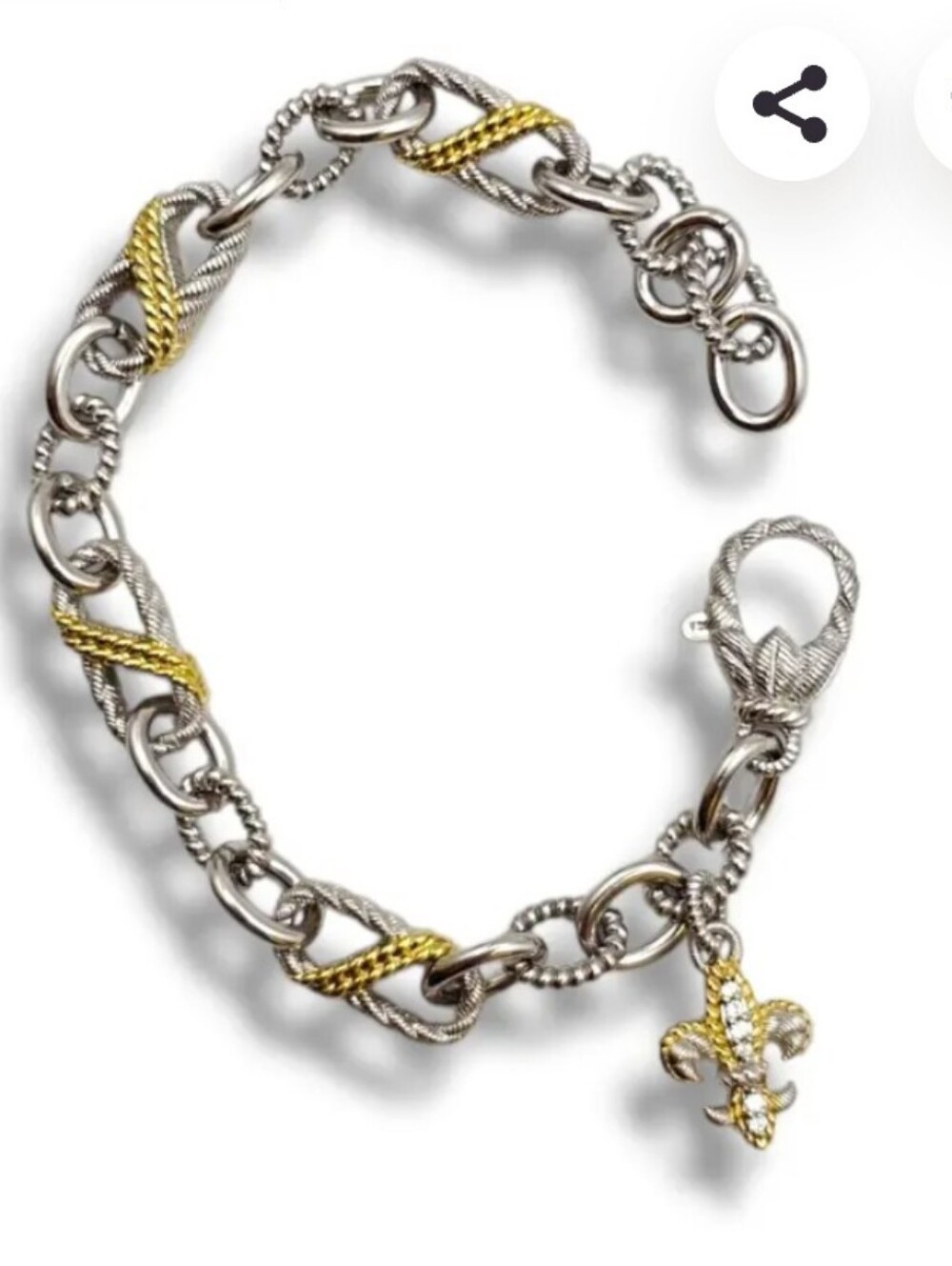 Judith Ripka Two-Tone 925 Silver & 14k Gold Clad Charm Bracelet